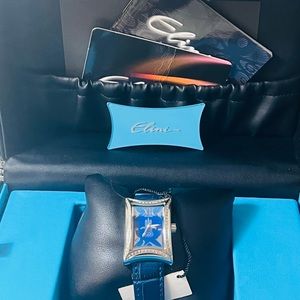 Elini Nazar Blue Lucky Hand Hamsa Steel
Diamond  Quartz Watch on
Leather Strap💙